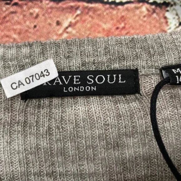 Brave Soul London Sweater Dress Women Medium M 14 Gray Long Sleeve Shirt - Picture 3 of 6